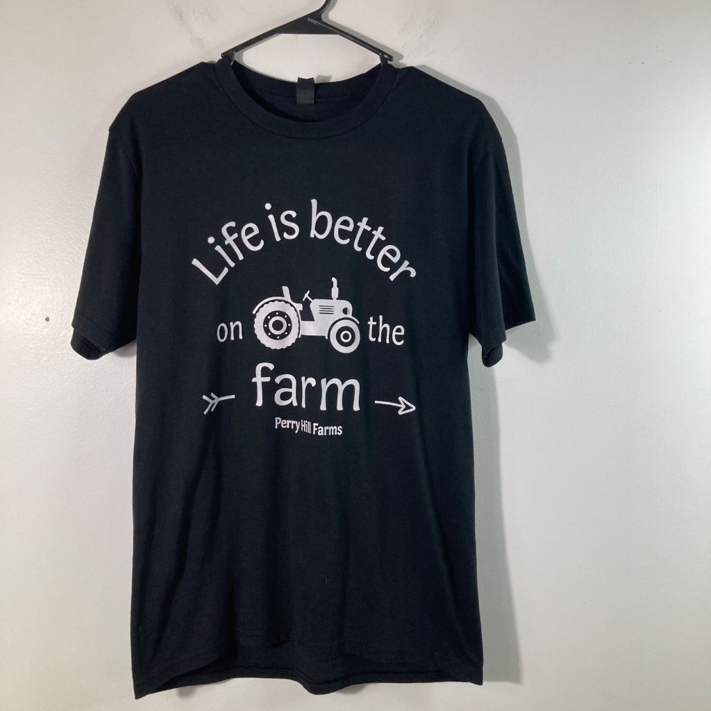 Womens Life Is Better On The Farm Tee Shirt Black White M